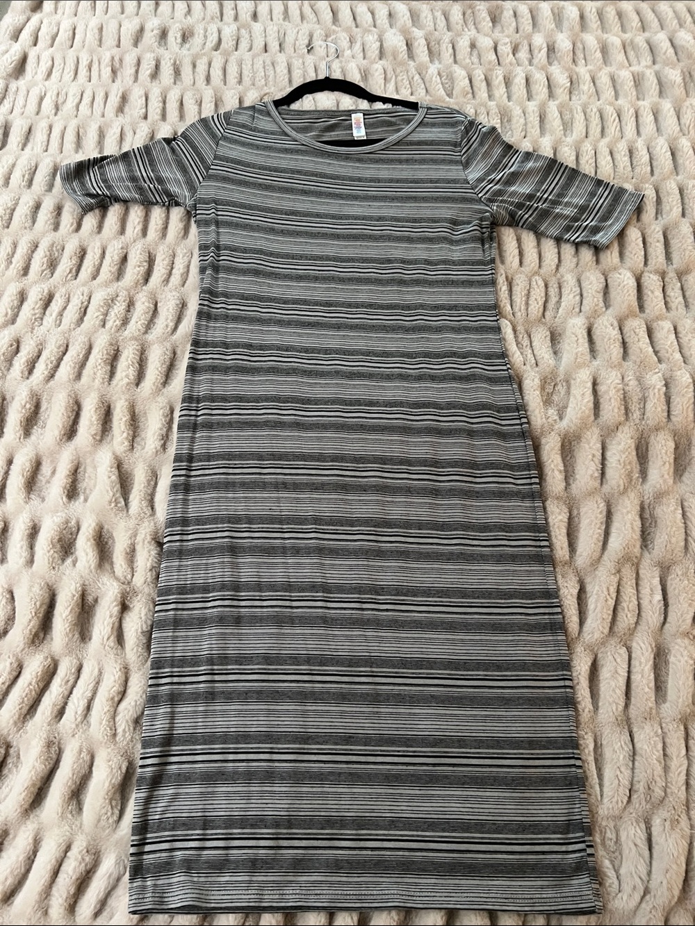 LuLaRoe Gray Striped Maxi Dress